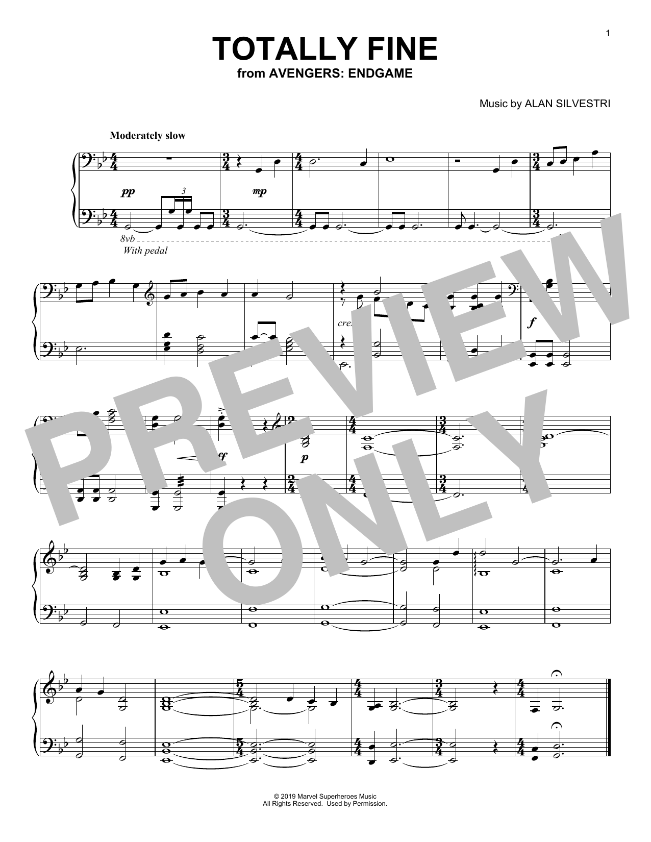 Alan Silvestri Totally Fine (from Avengers: Endgame) Sheet Music