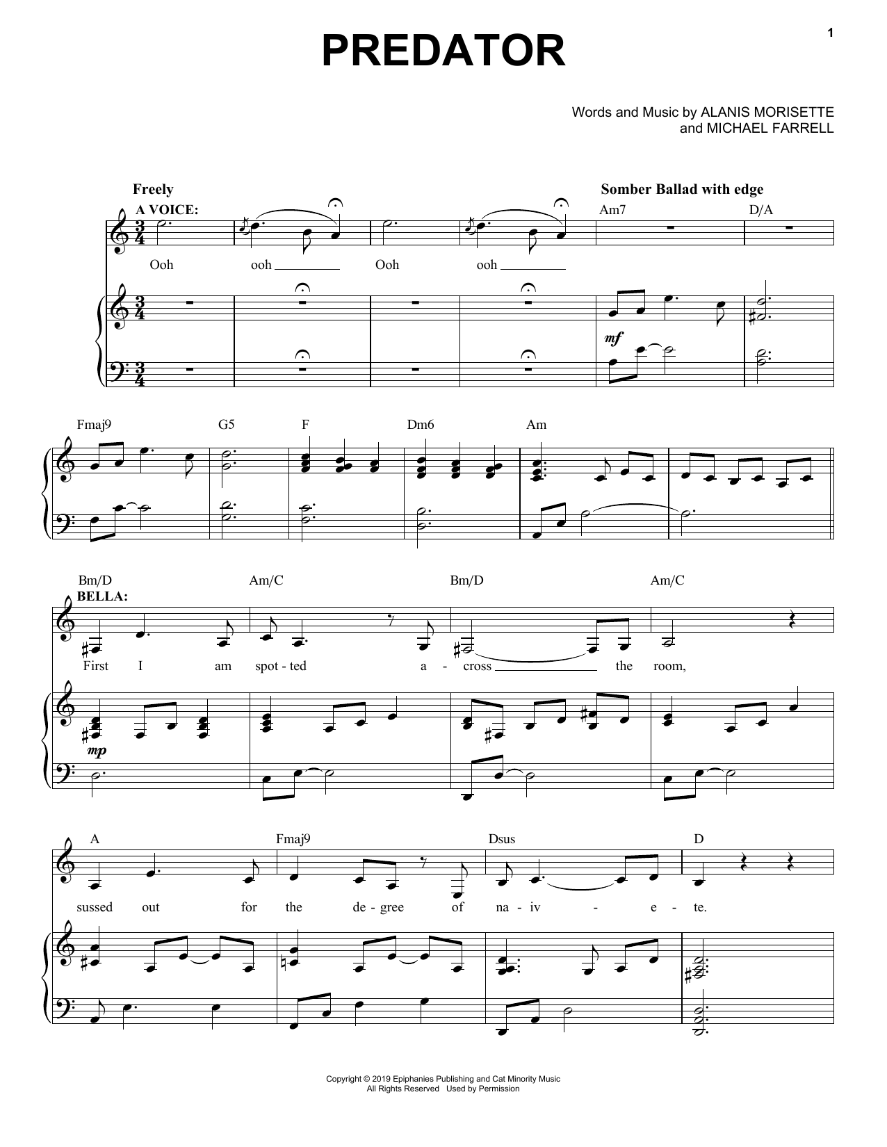 Alanis Morissette Predator (from Jagged Little Pill The Musical) Sheet Music
