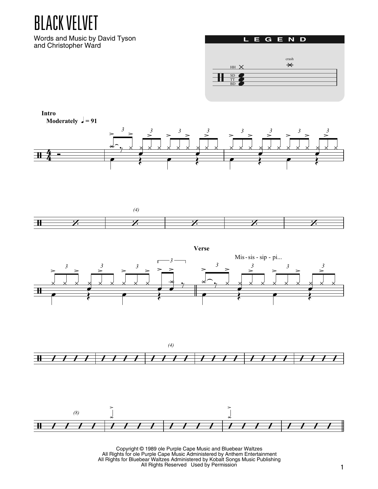 Alannah Myles Black Velvet (arr. Kennan Wylie) Sheet Music