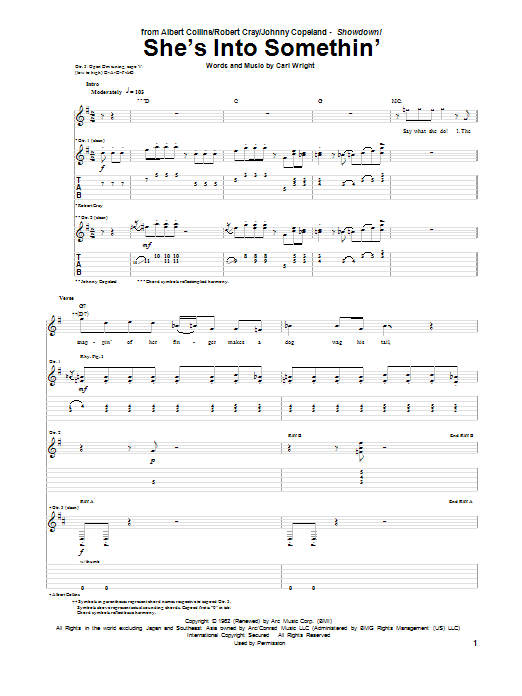 Albert Collins, Robert Cray & Johnny Copeland She's Into Something Sheet Music