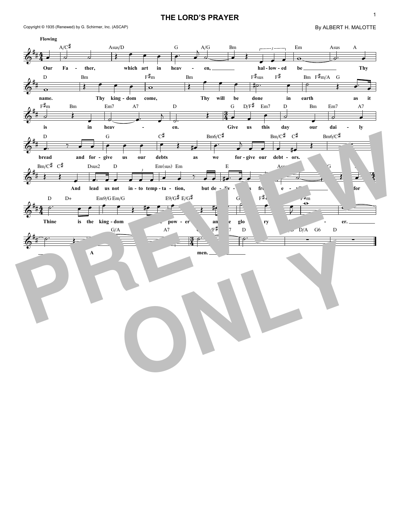 Albert H. Malotte The Lord's Prayer Sheet Music