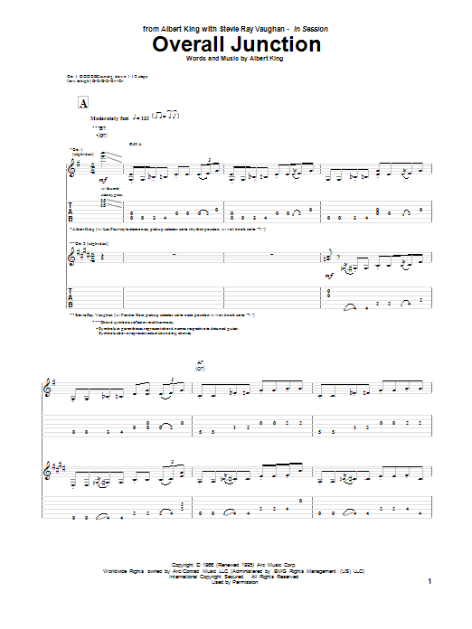 Albert King & Stevie Ray Vaughan Overall Junction Sheet Music