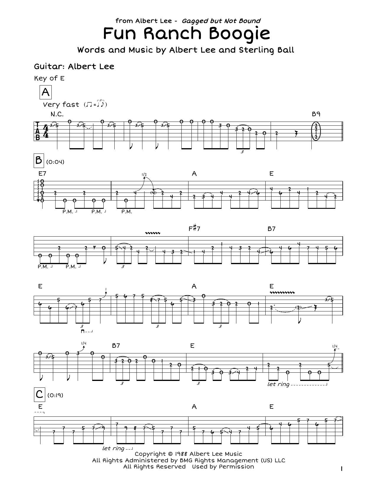 Albert Lee Fun Ranch Boogie Sheet Music
