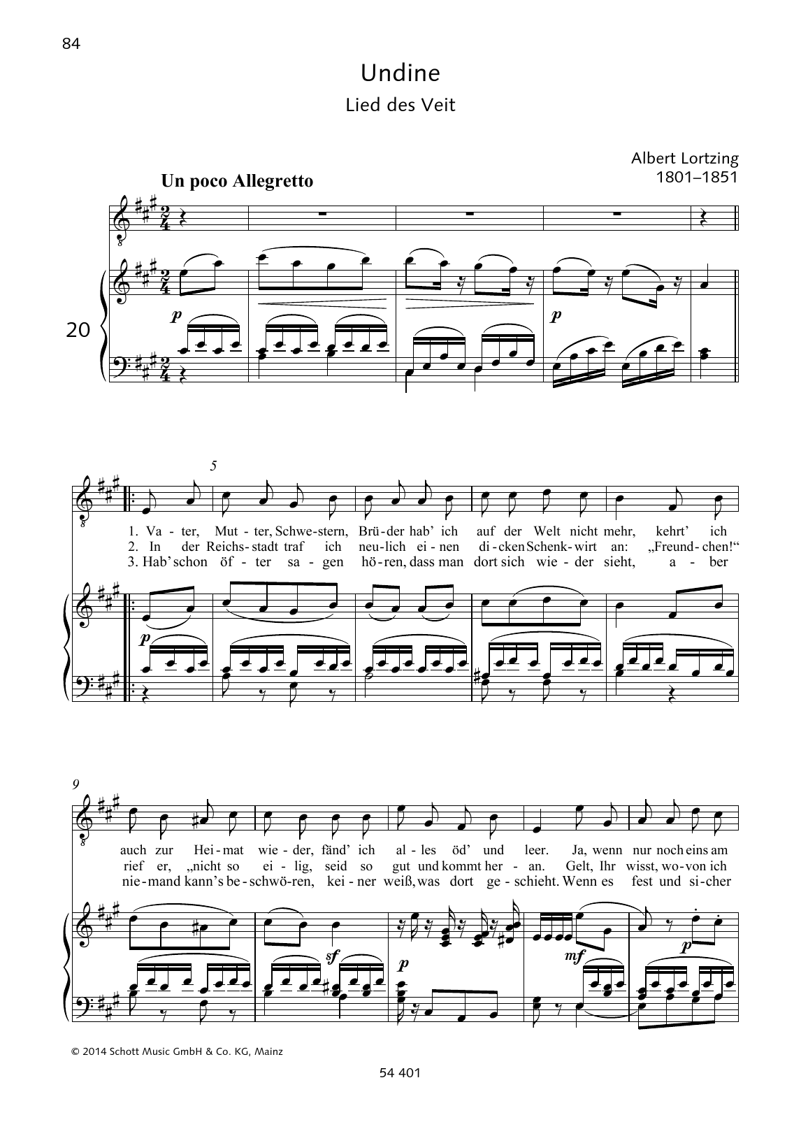 Albert Lortzing Vater, Mutter, Schwestern, Brüder Sheet Music
