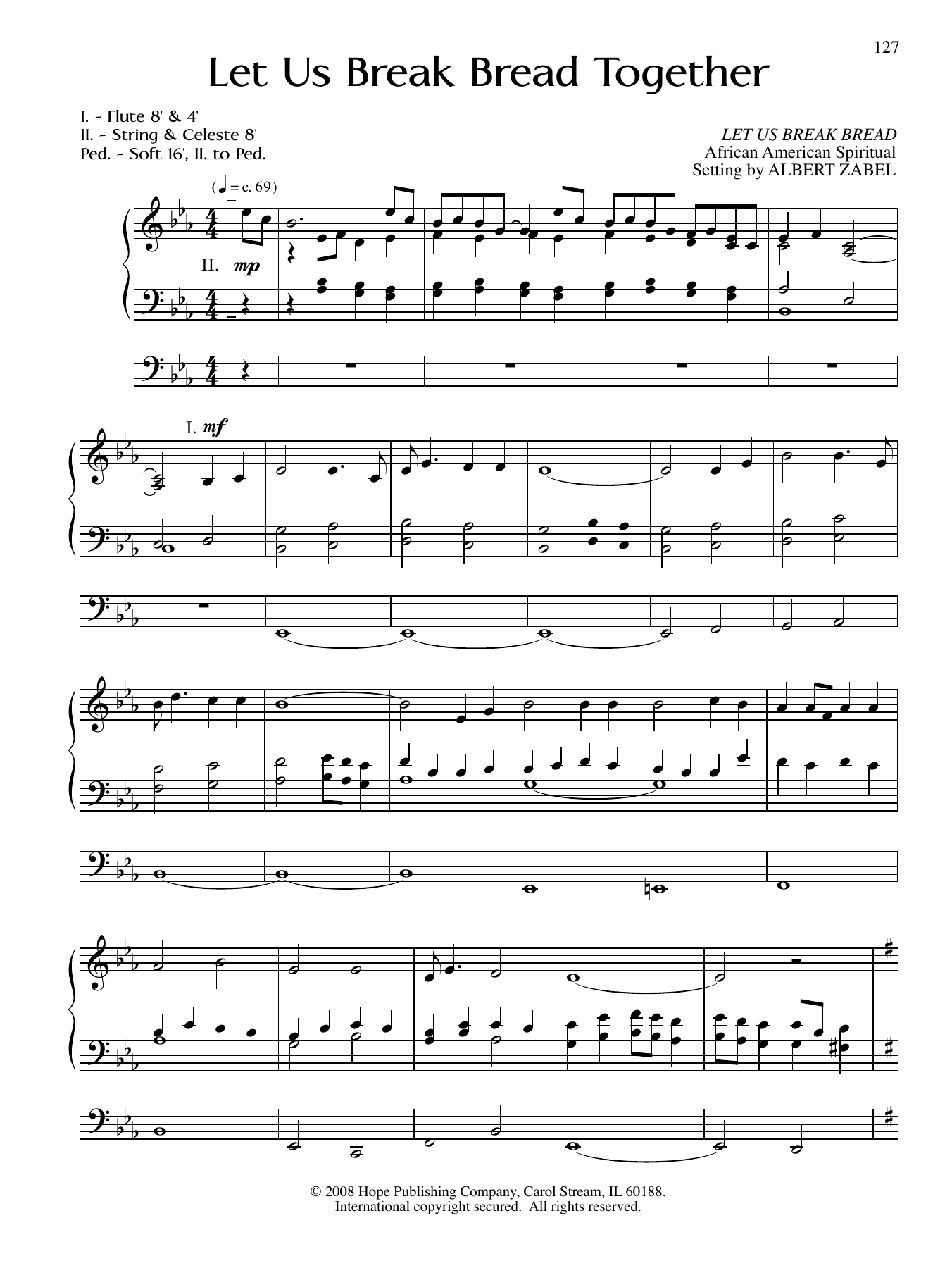 Albert Zabel Let Us Break Bread Together Sheet Music
