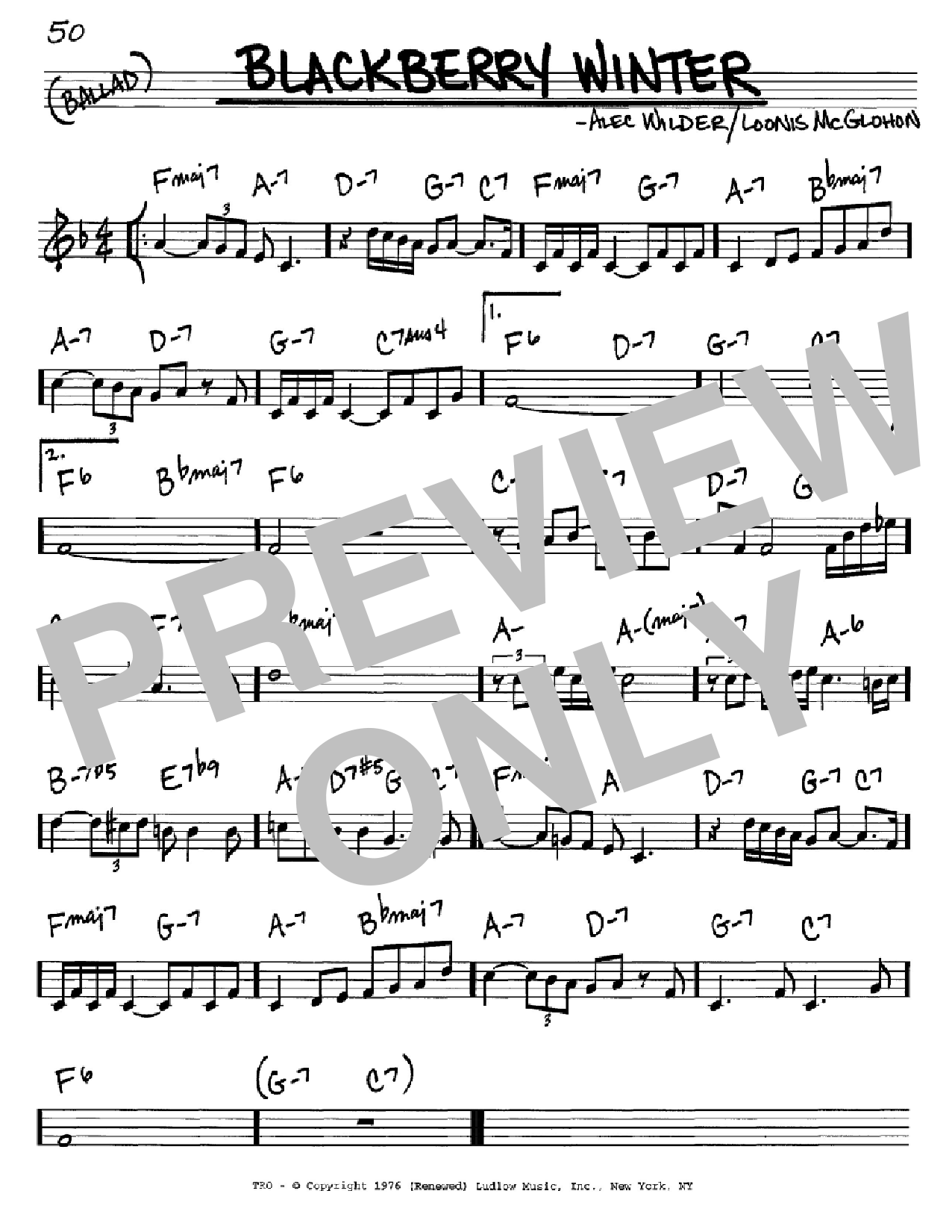 Alec Wilder Blackberry Winter Sheet Music
