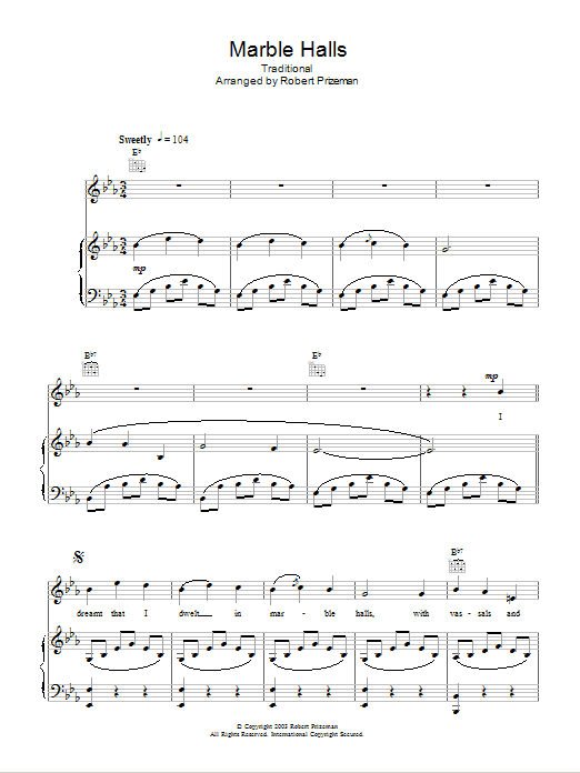 Aled Jones Marble Halls Sheet Music
