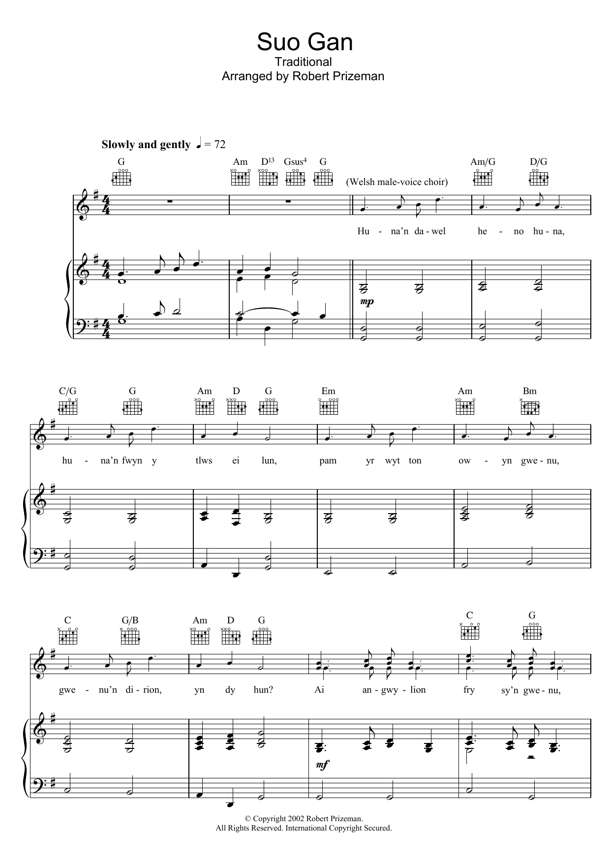 Aled Jones Suo Gan Sheet Music