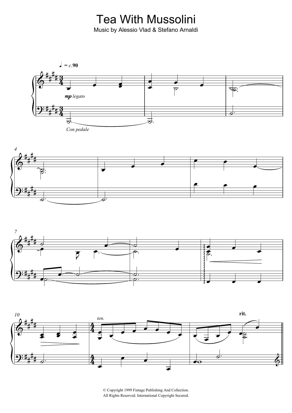 Alessio Vlad Tea With Mussolini (Ladies) Sheet Music