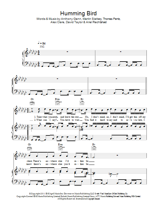 Alex Clare Humming Bird Sheet Music