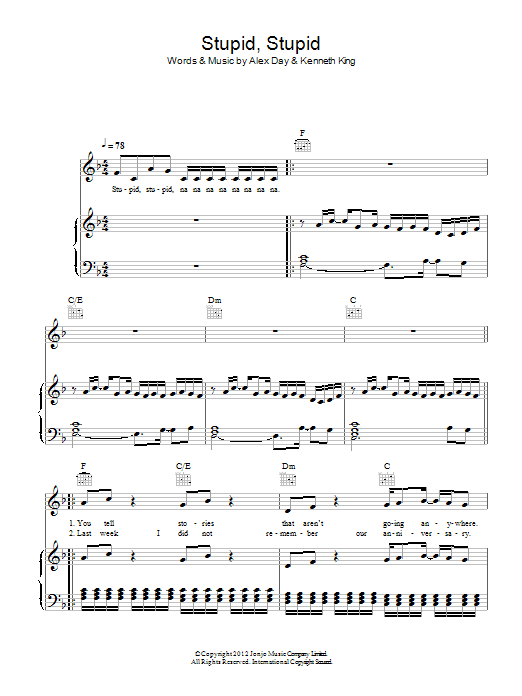 Alex Day Stupid Stupid Sheet Music
