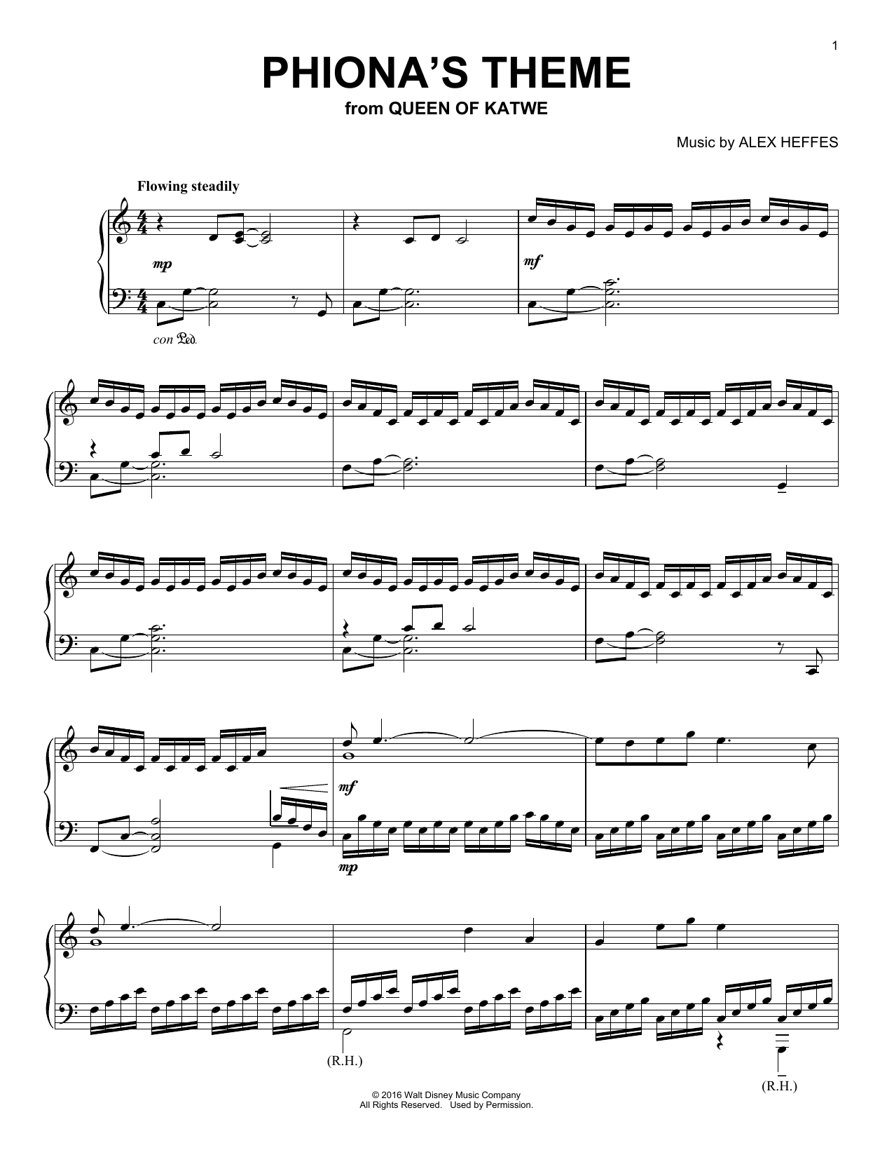 Alex Heffes Phiona's Theme (from Queen Of Katwe) Sheet Music