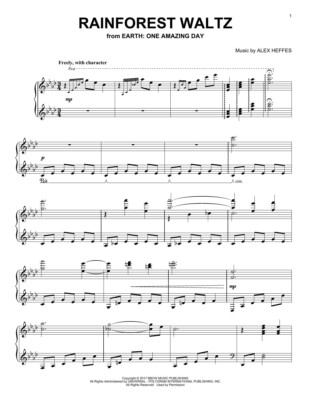 Alex Heffes Rainforest Waltz (from Earth: One Amazing Day) Sheet Music