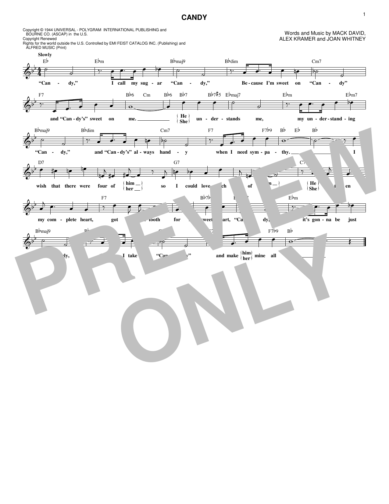 Alex Kramer Candy Sheet Music