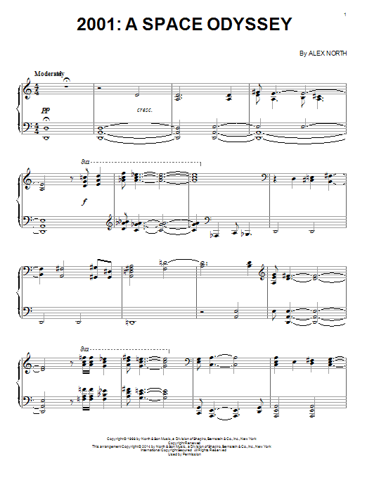 Alex North 2001: A Space Odyssey Sheet Music