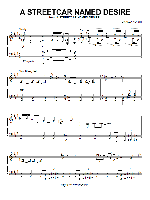Alex North A Streetcar Named Desire Sheet Music