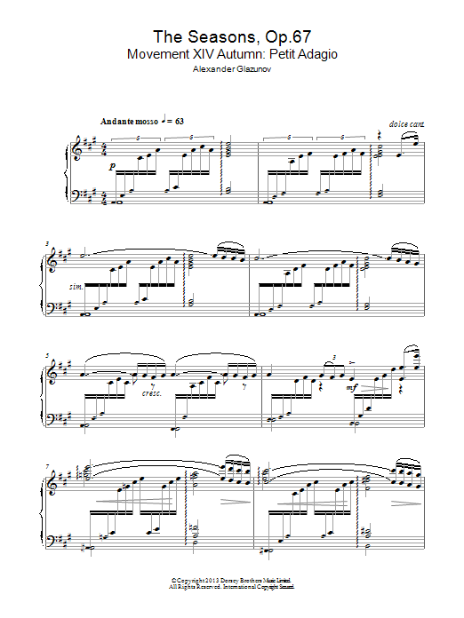Alexander Glazunov The Seasons Op.67 Sheet Music