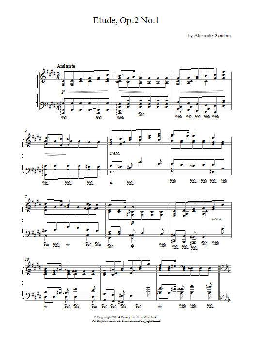 Alexander Scriabin Etude, Op.2 No.1 Sheet Music