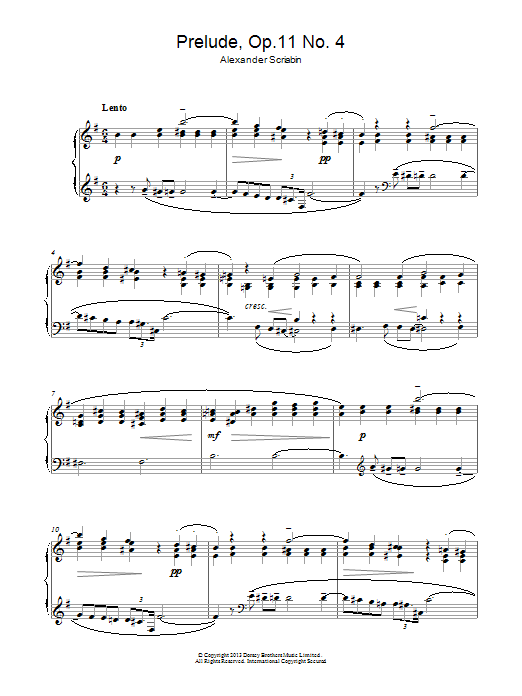 Alexander Scriabin Prelude, Op. 11, No. 4 Sheet Music