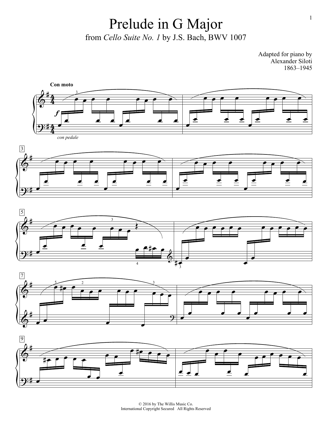 Alexander Siloti Prelude In G Major Sheet Music