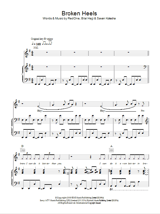 Alexandra Burke Broken Heels Sheet Music