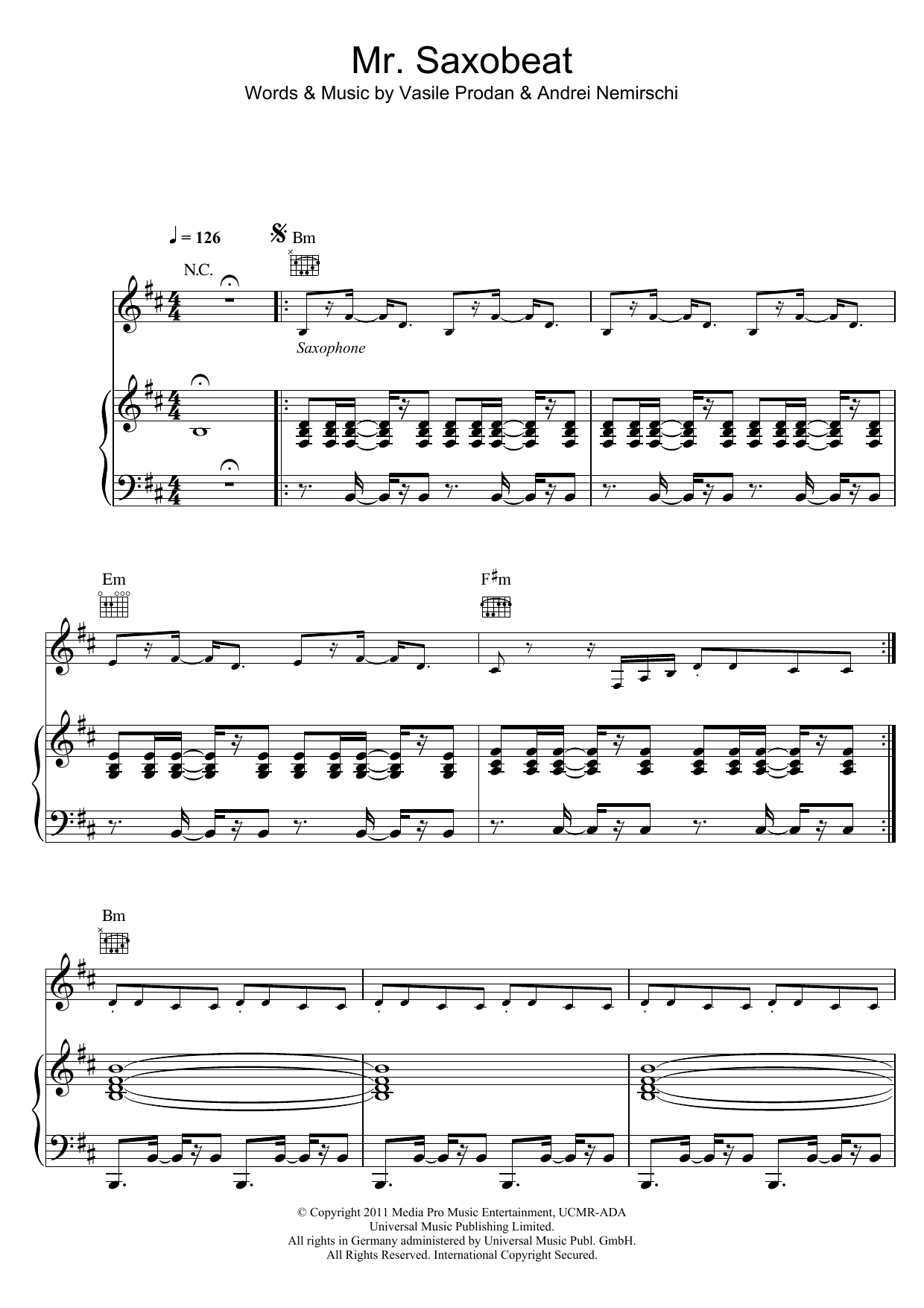 Alexandra Stan Mr Saxobeat Sheet Music