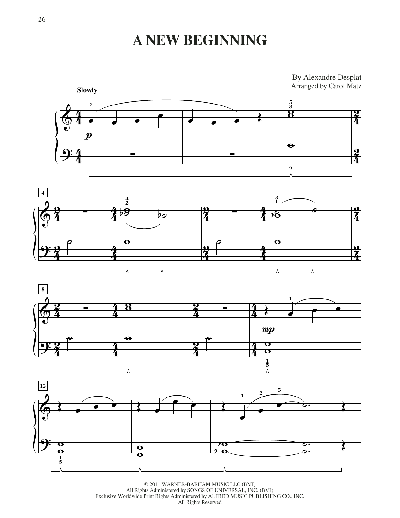 Alexandre Desplat A New Beginning (from Harry Potter) (arr. Carol Matz) Sheet Music