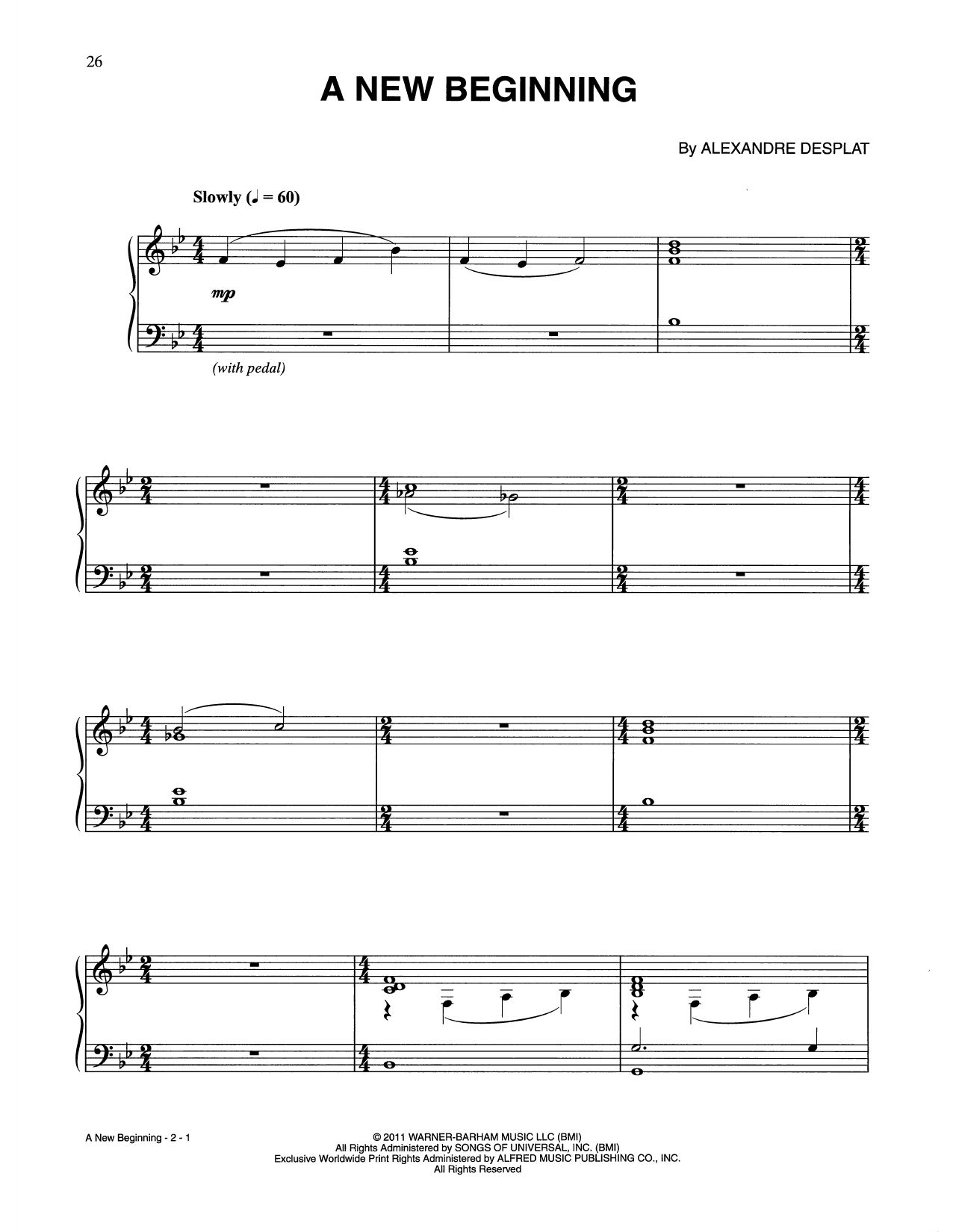 Alexandre Desplat A New Beginning (from Harry Potter) Sheet Music