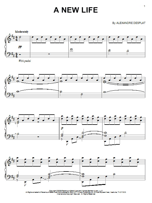 Alexandre Desplat A New Life Sheet Music