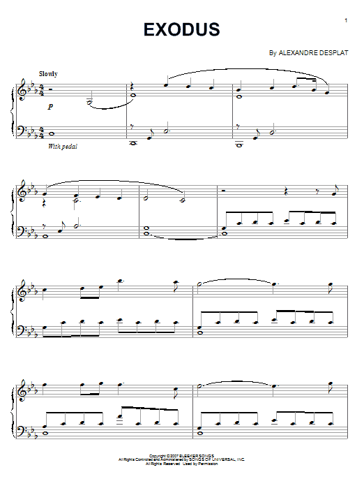 Alexandre Desplat Exodus Sheet Music