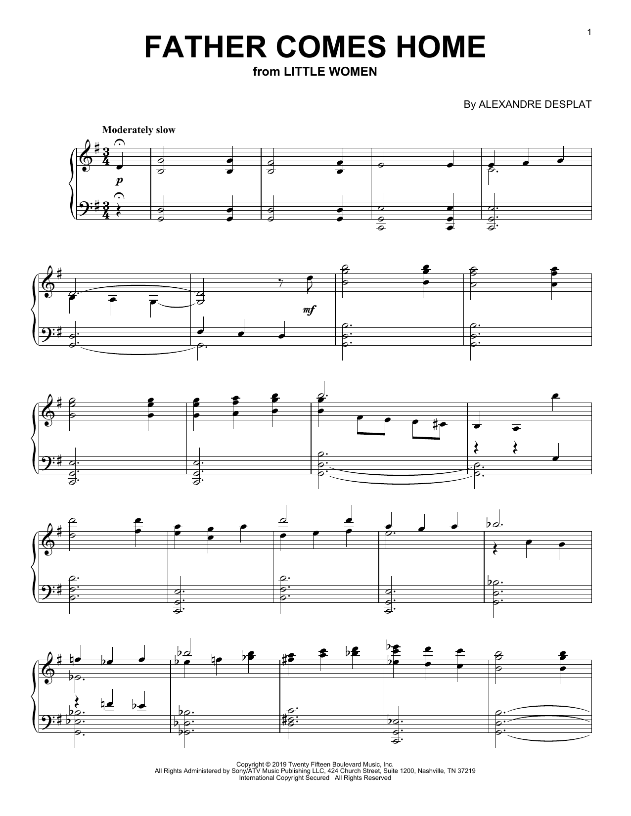 Alexandre Desplat Father Comes Home (from the Motion Picture Little Women) Sheet Music