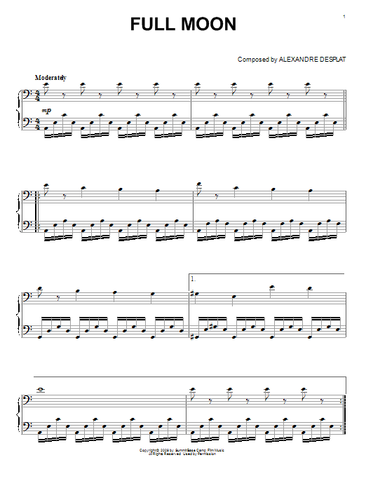 Alexandre Desplat Full Moon (from The Twilight Saga: New Moon) Sheet Music