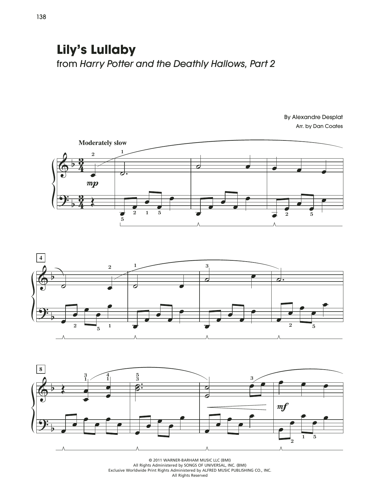Alexandre Desplat Lily's Lullaby (from Harry Potter) Sheet Music