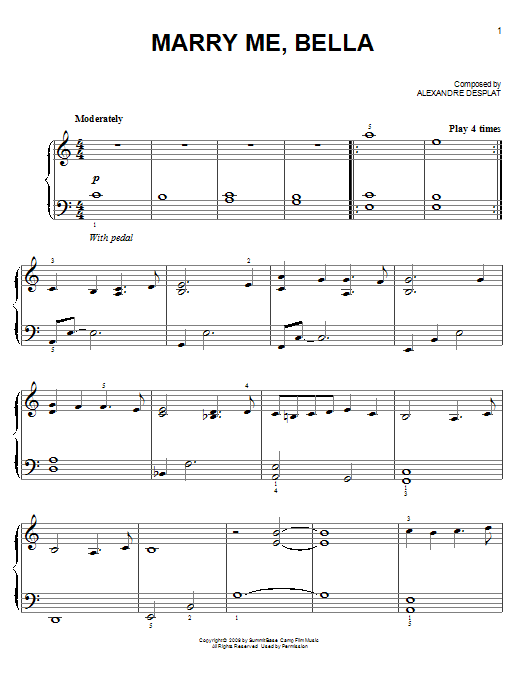Alexandre Desplat Marry Me, Bella (from The Twilight Saga: New Moon) Sheet Music