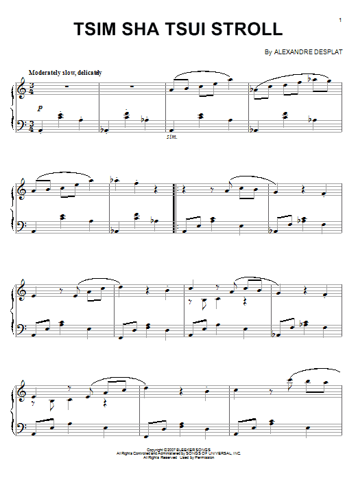 Alexandre Desplat Tsim Sha Tsui Stroll Sheet Music
