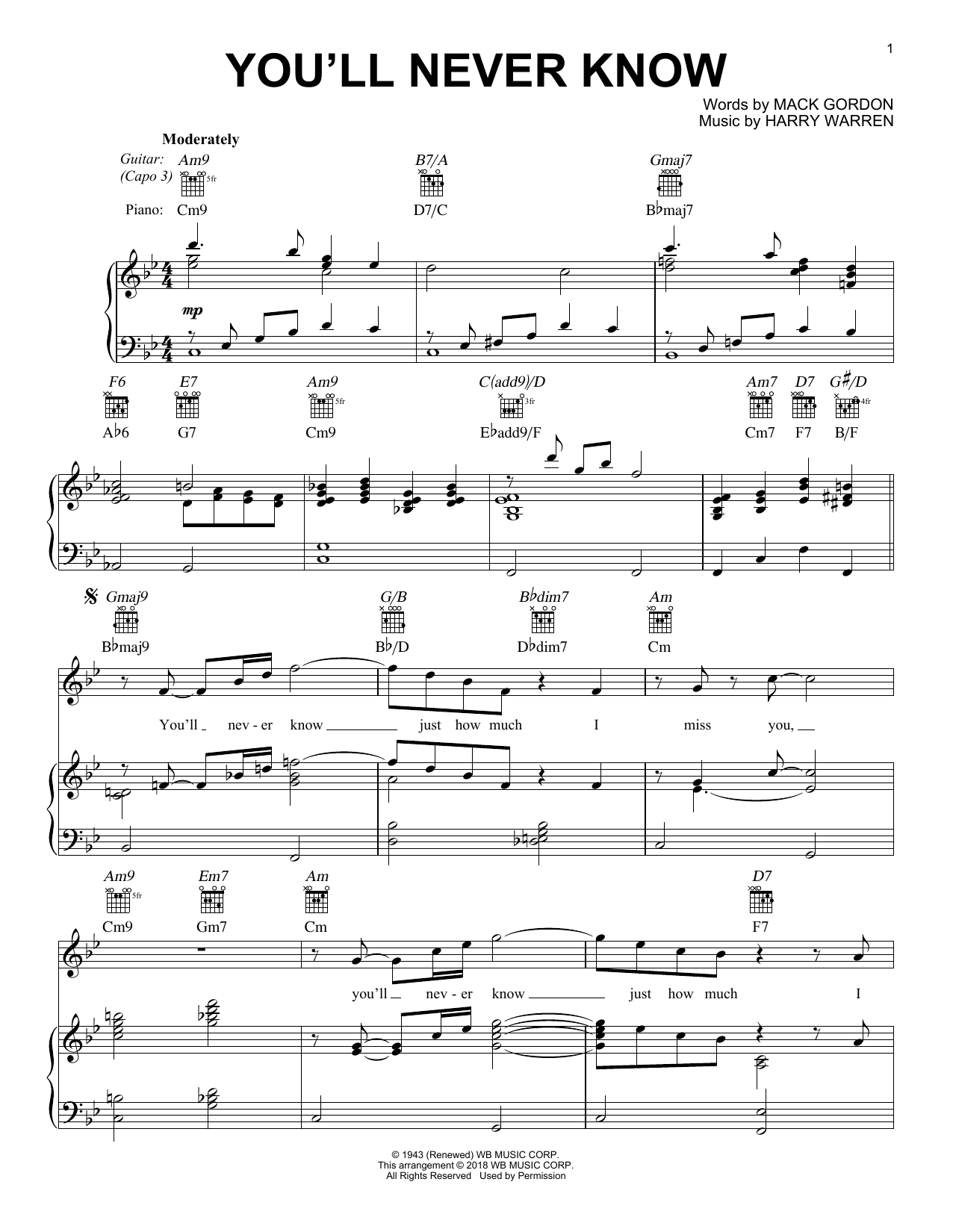 Alexandre Desplat You'll Never Know Sheet Music