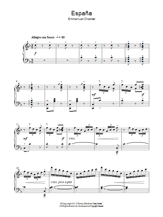 Emanuel Chabrier Espana Sheet Music