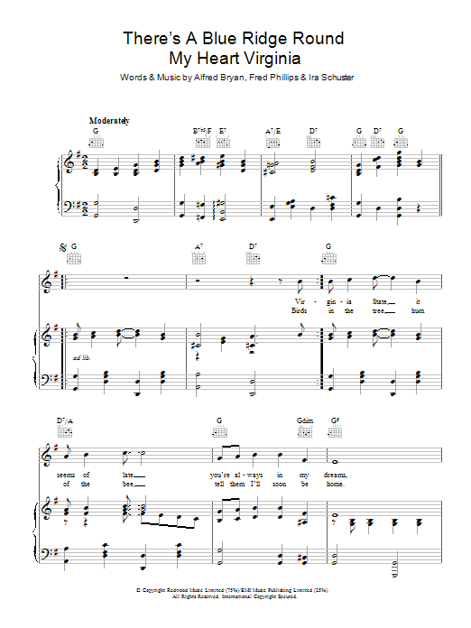 Alfred Bryan There's A Blue Ridge Round My Heart Virginia Sheet Music