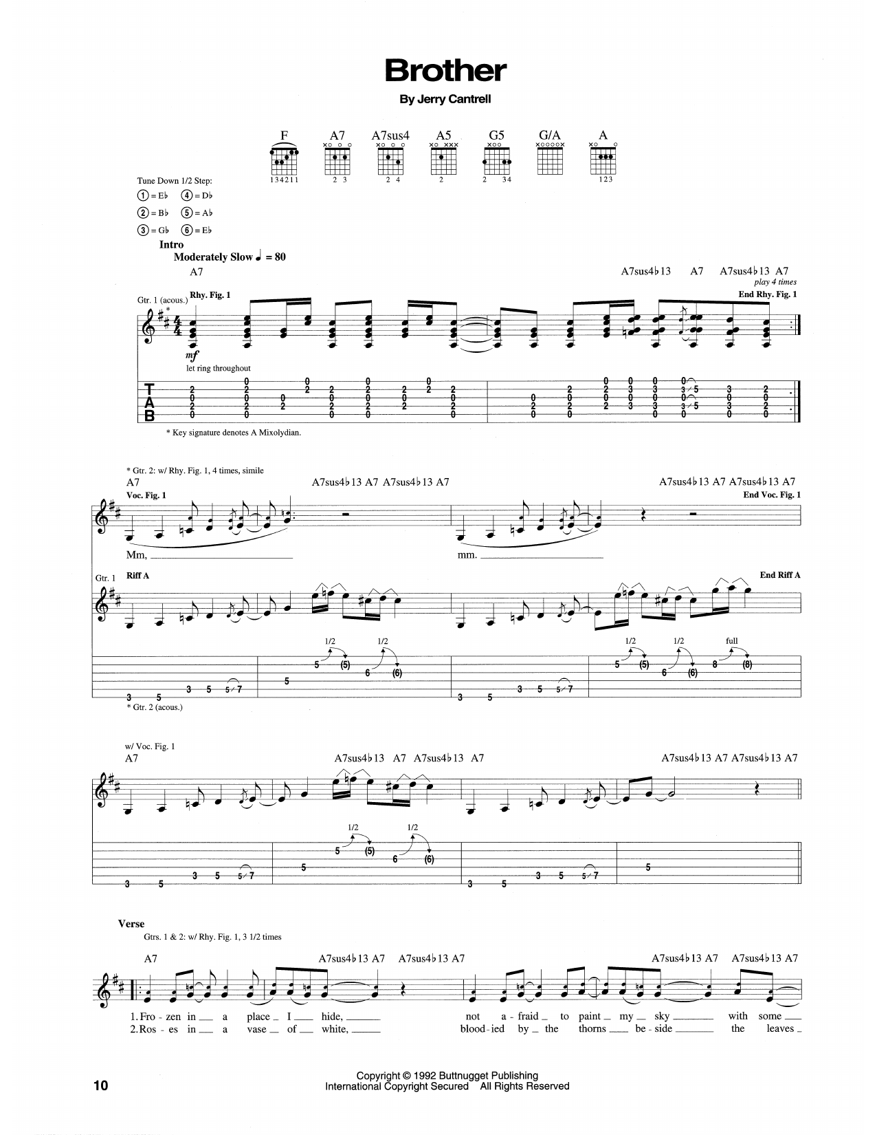 Alice In Chains Brother Sheet Music