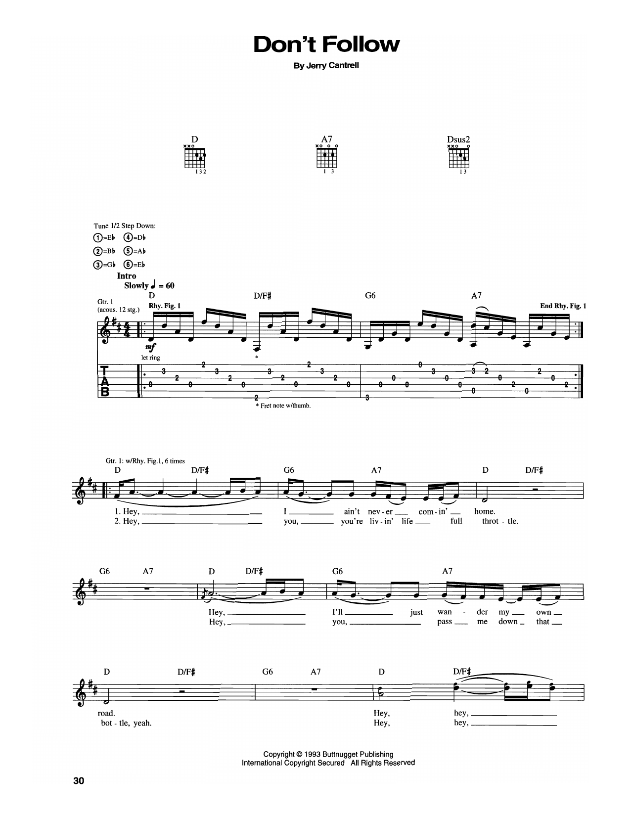 Alice In Chains Don't Follow Sheet Music