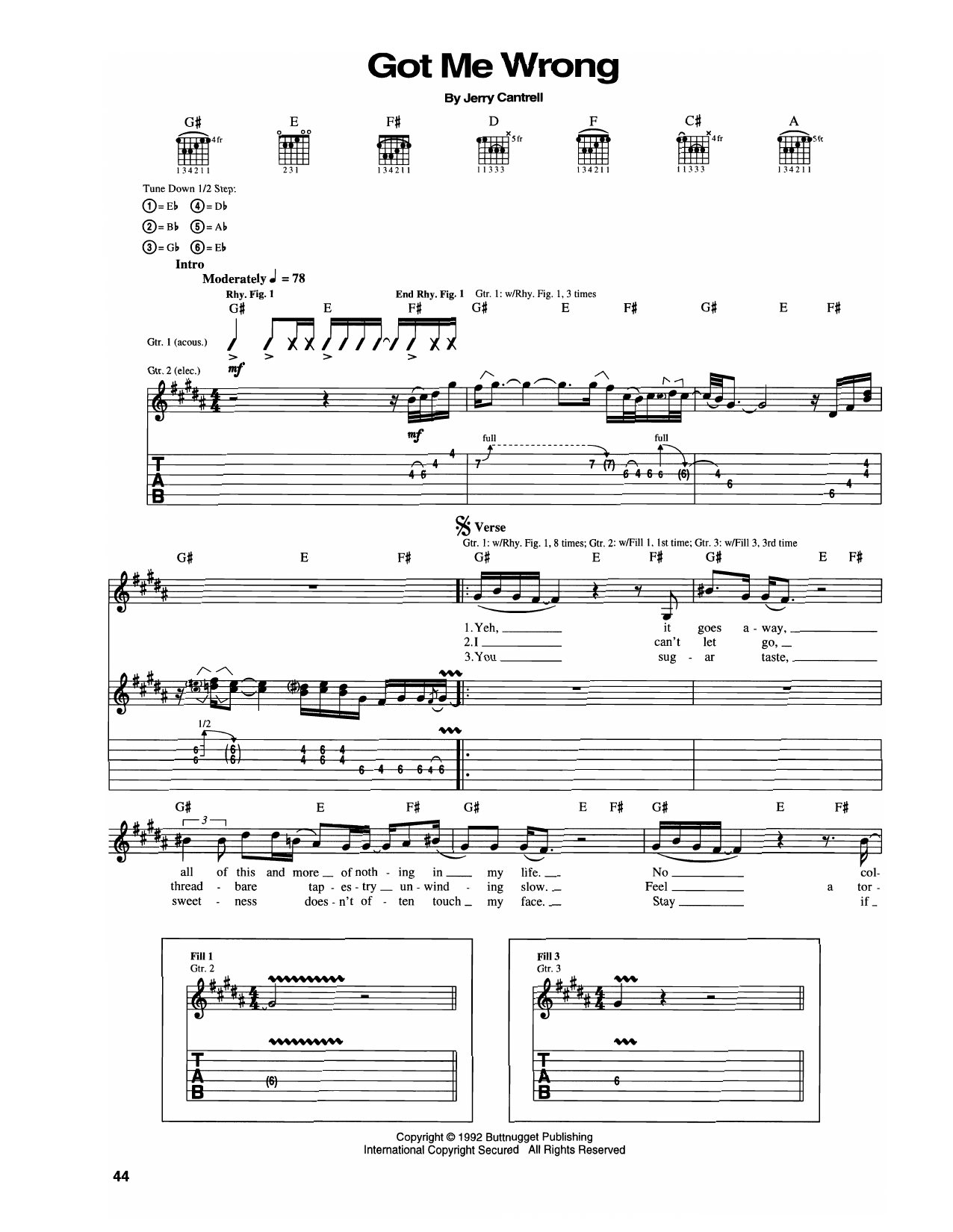 Alice In Chains Got Me Wrong Sheet Music
