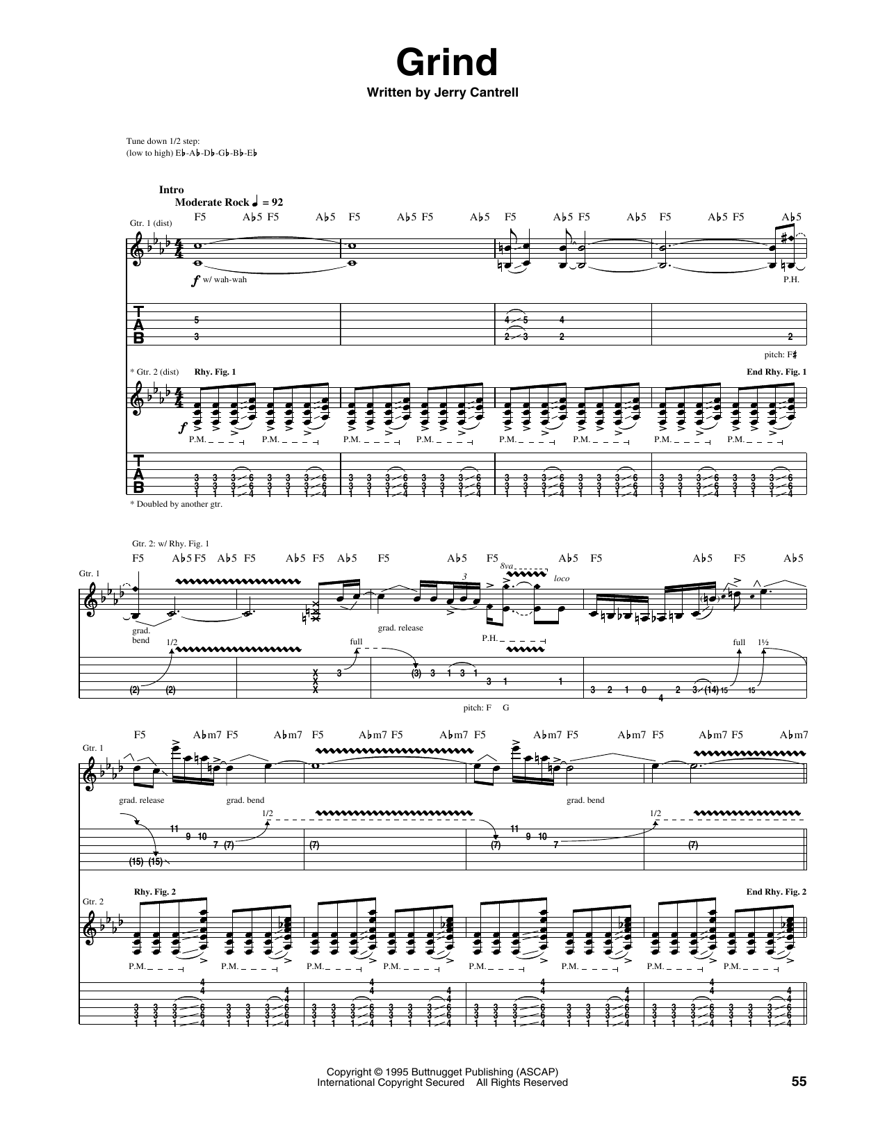 Alice In Chains Grind Sheet Music