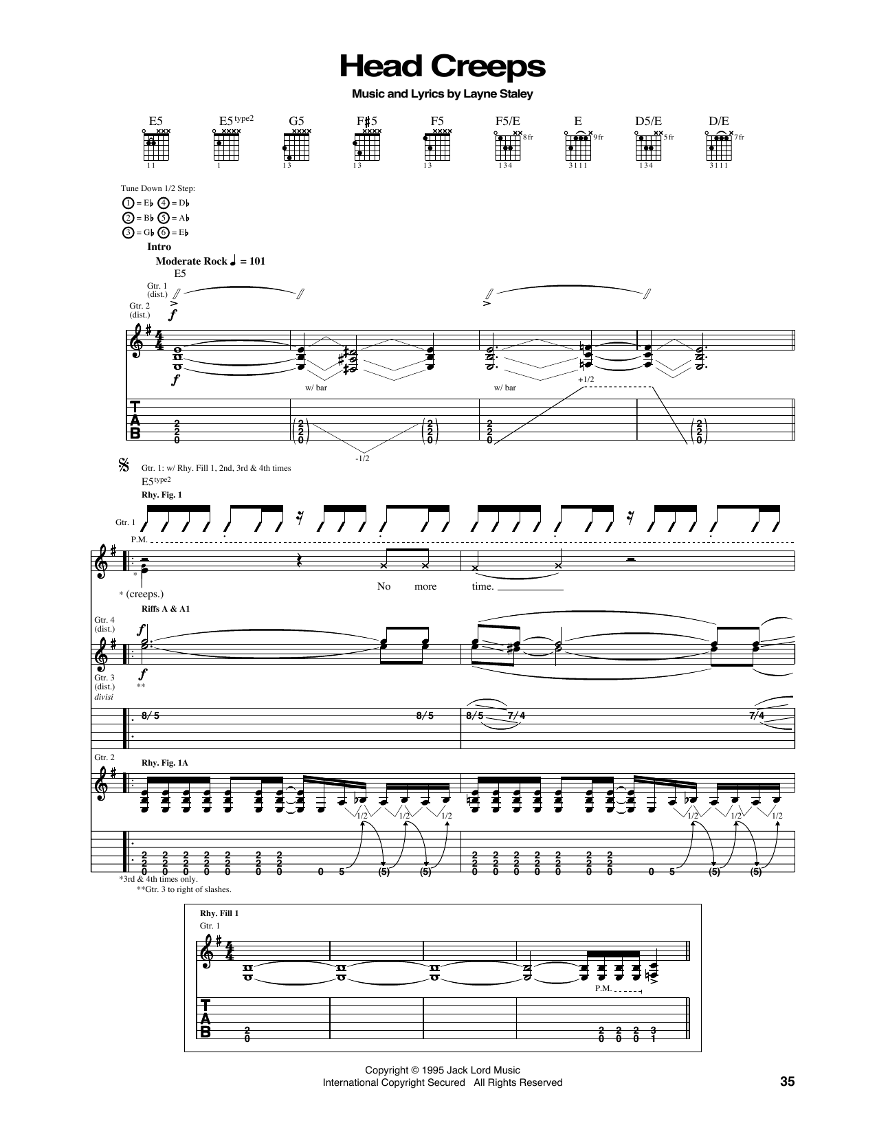 Alice In Chains Head Creeps Sheet Music