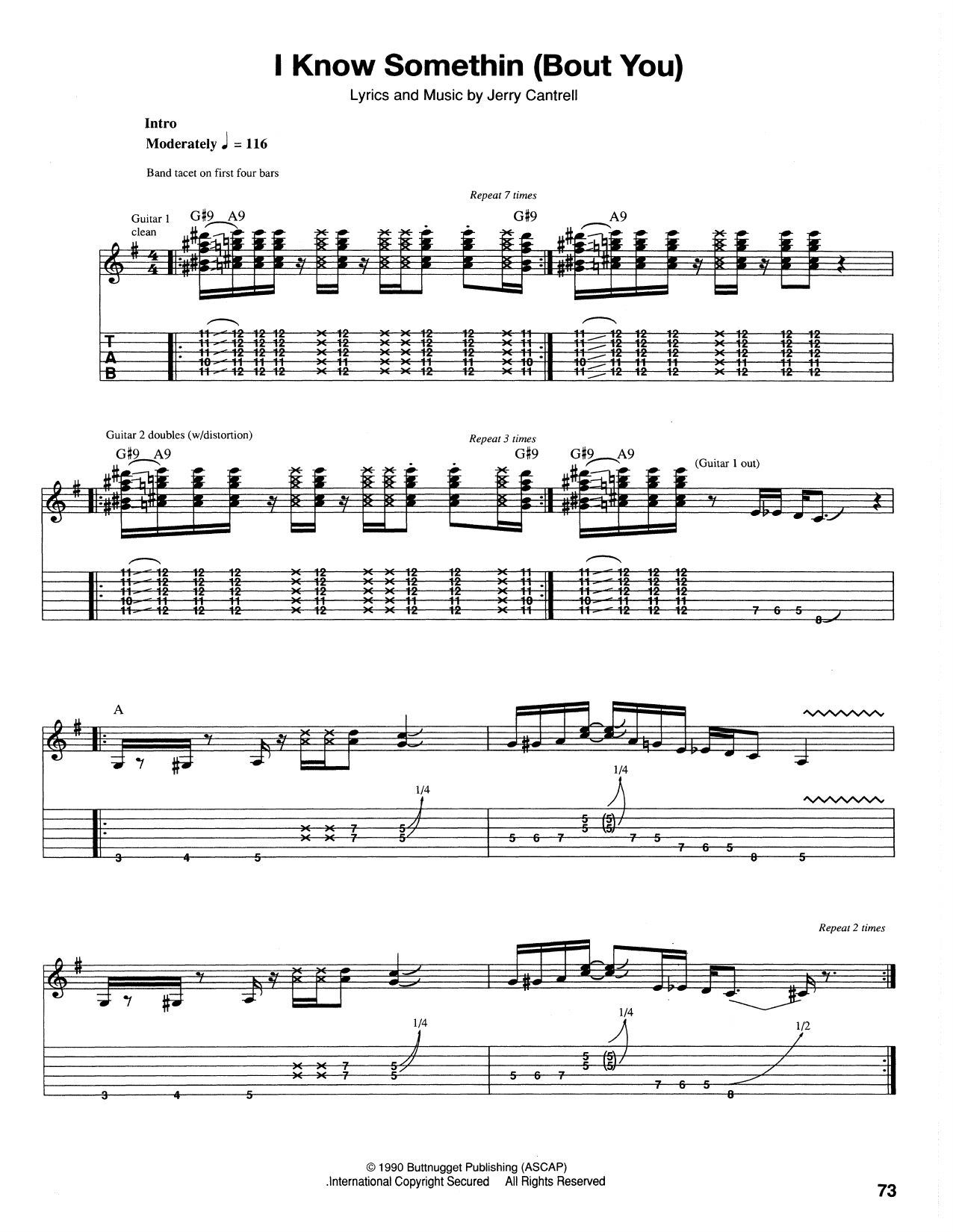 Alice In Chains I Know Somethin' (Bout You) Sheet Music