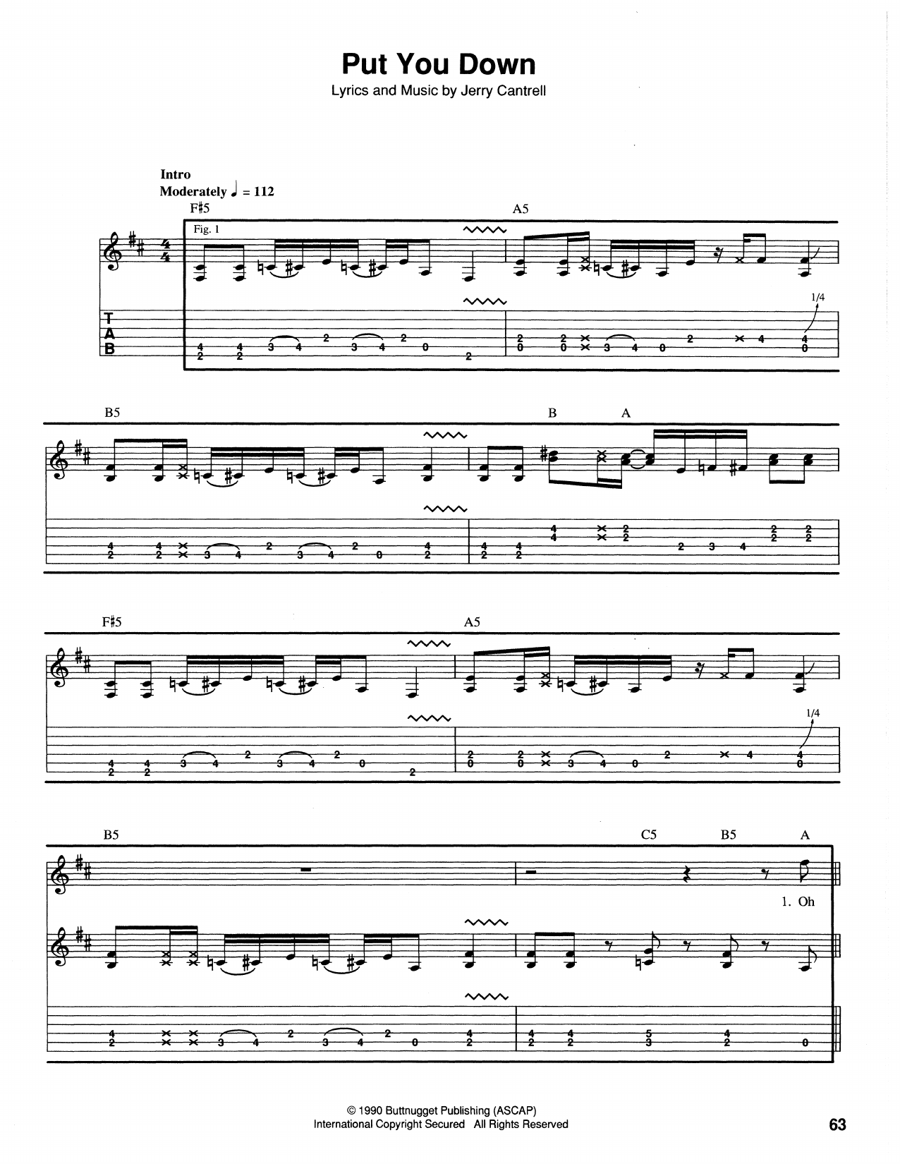 Alice In Chains Put You Down Sheet Music