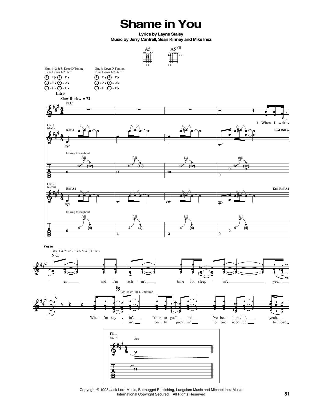 Alice In Chains Shame In You Sheet Music