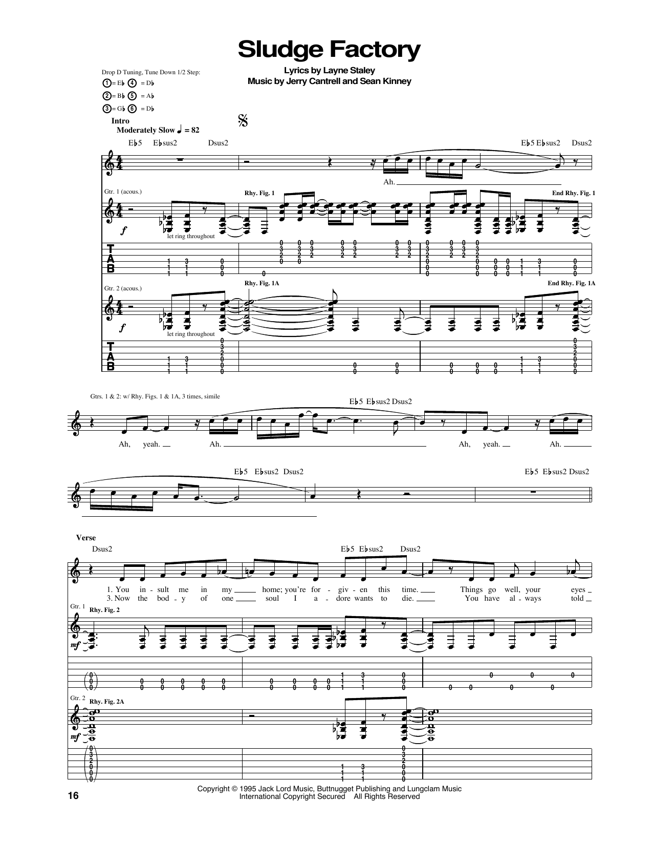 Alice In Chains Sludge Factory Sheet Music