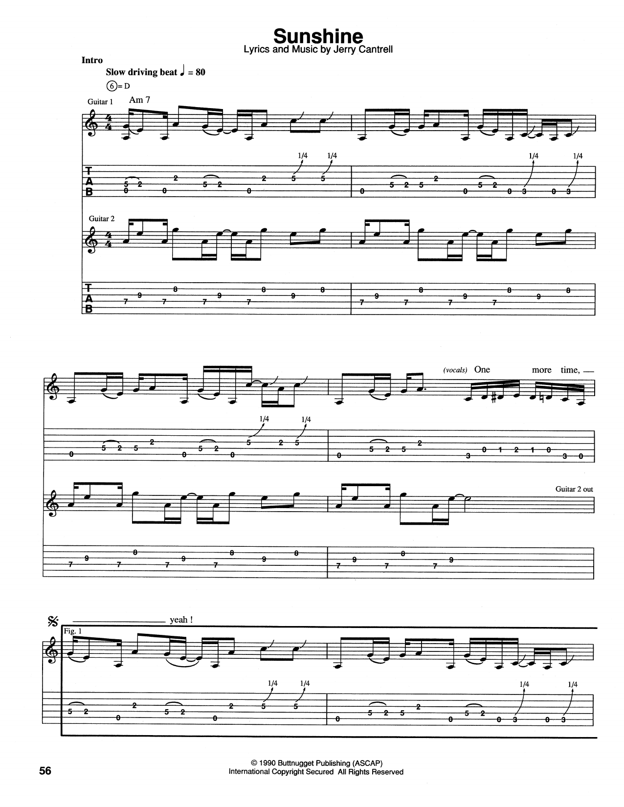 Alice In Chains Sunshine Sheet Music