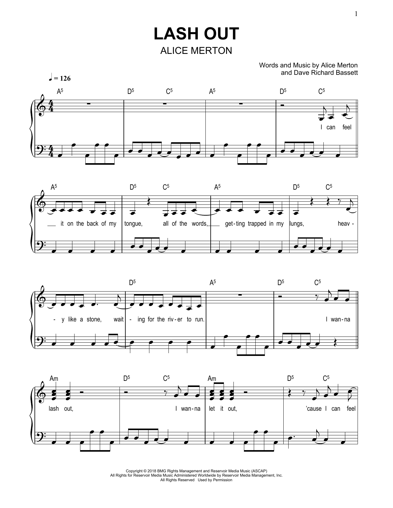 Alice Merton Lash Out Sheet Music