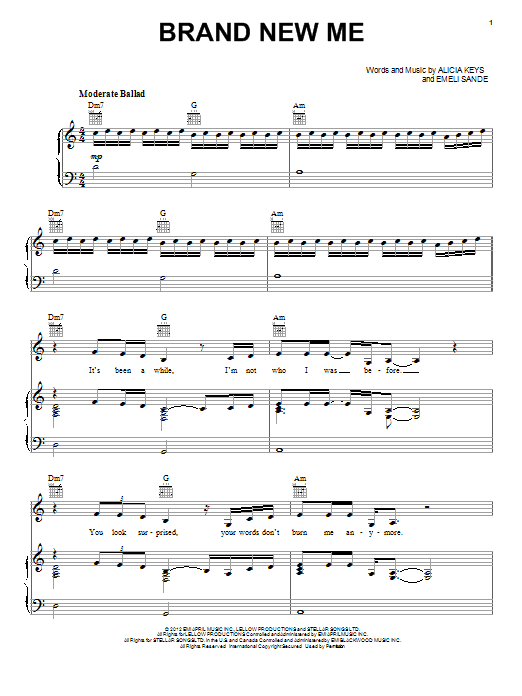 Alicia Keys Brand New Me Sheet Music